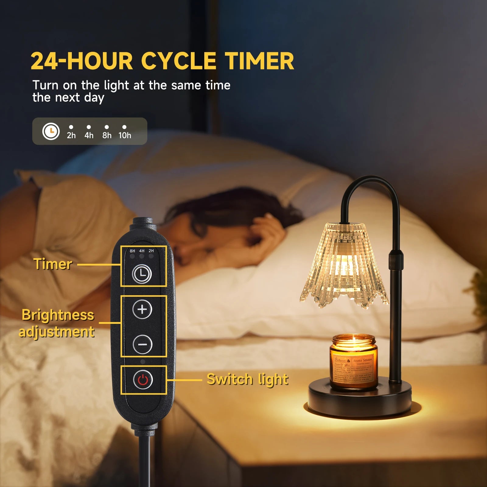 Retro candle wax warmer from LightVibe Studio with dimmer, aromatherapy lamp for soothing ambient lighting.