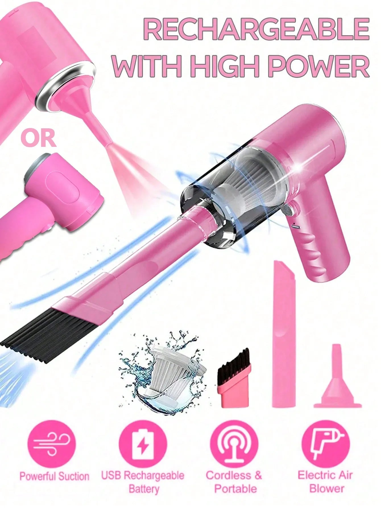 Tech Viral To You Limited 3-in-1 integrated suction and blowing vacuum with multiple attachments and compact design.