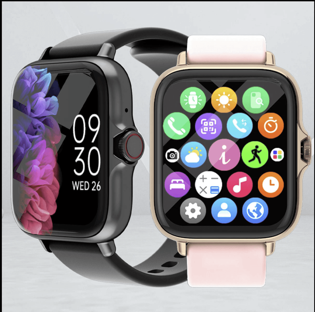 Waterproof DESERTCAT smart watch displaying message notifications and call answering features on a digital screen.
