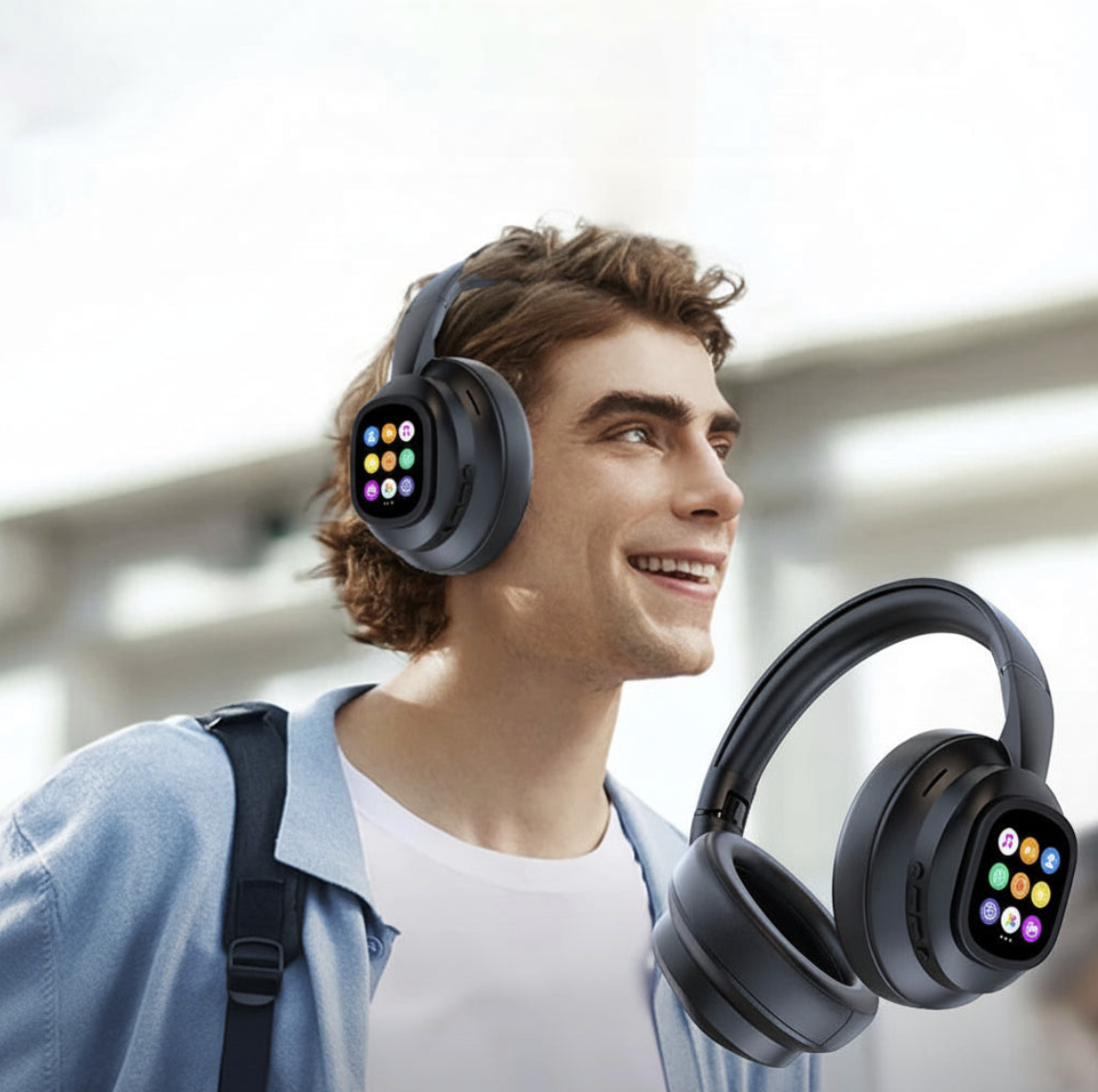 HYUNDAI X1PRO AI Earphones by Tech Viral To You Limited with 100+ language translation feature, close-up of sleek headphones.