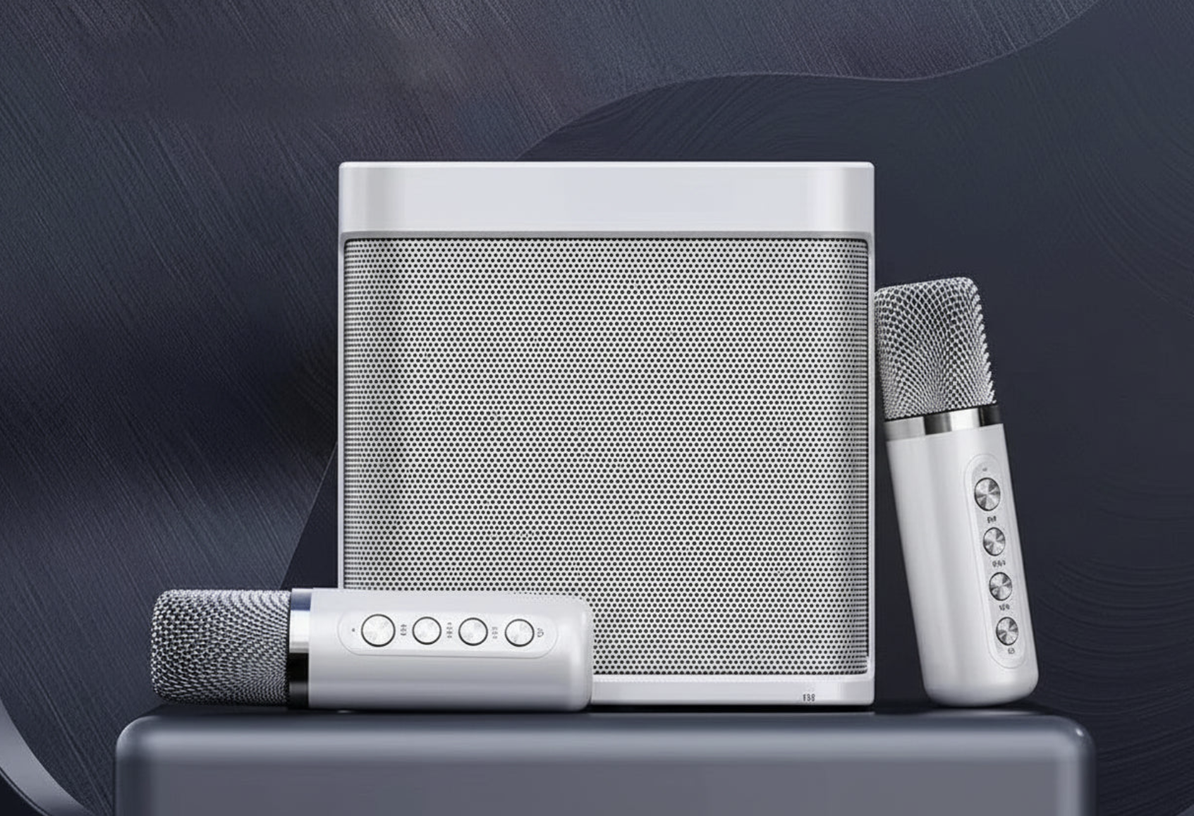 Portable Tech Viral To You Limited karaoke machine with two wireless microphones and voice effects for singing entertainment.