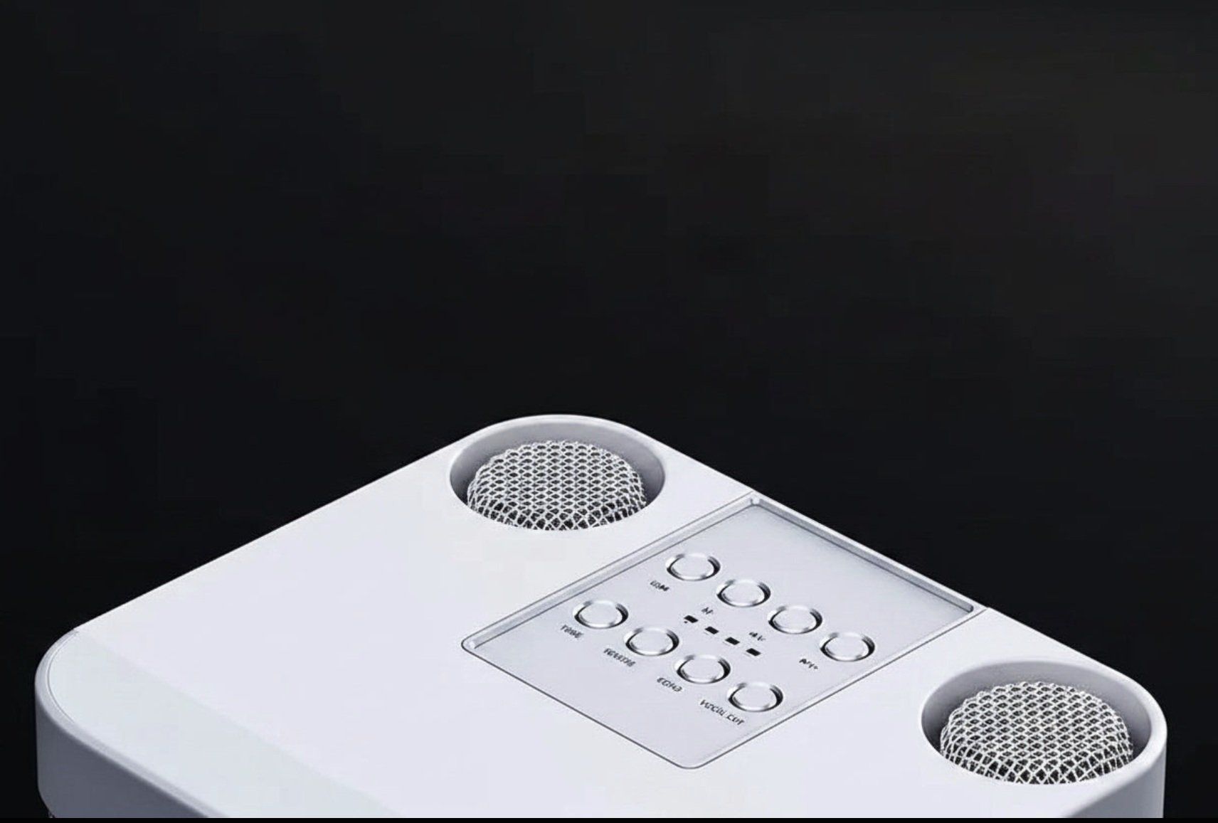 Portable Karaoke Machine with 2 wireless microphones and voice effects, ideal for singing and entertainment.