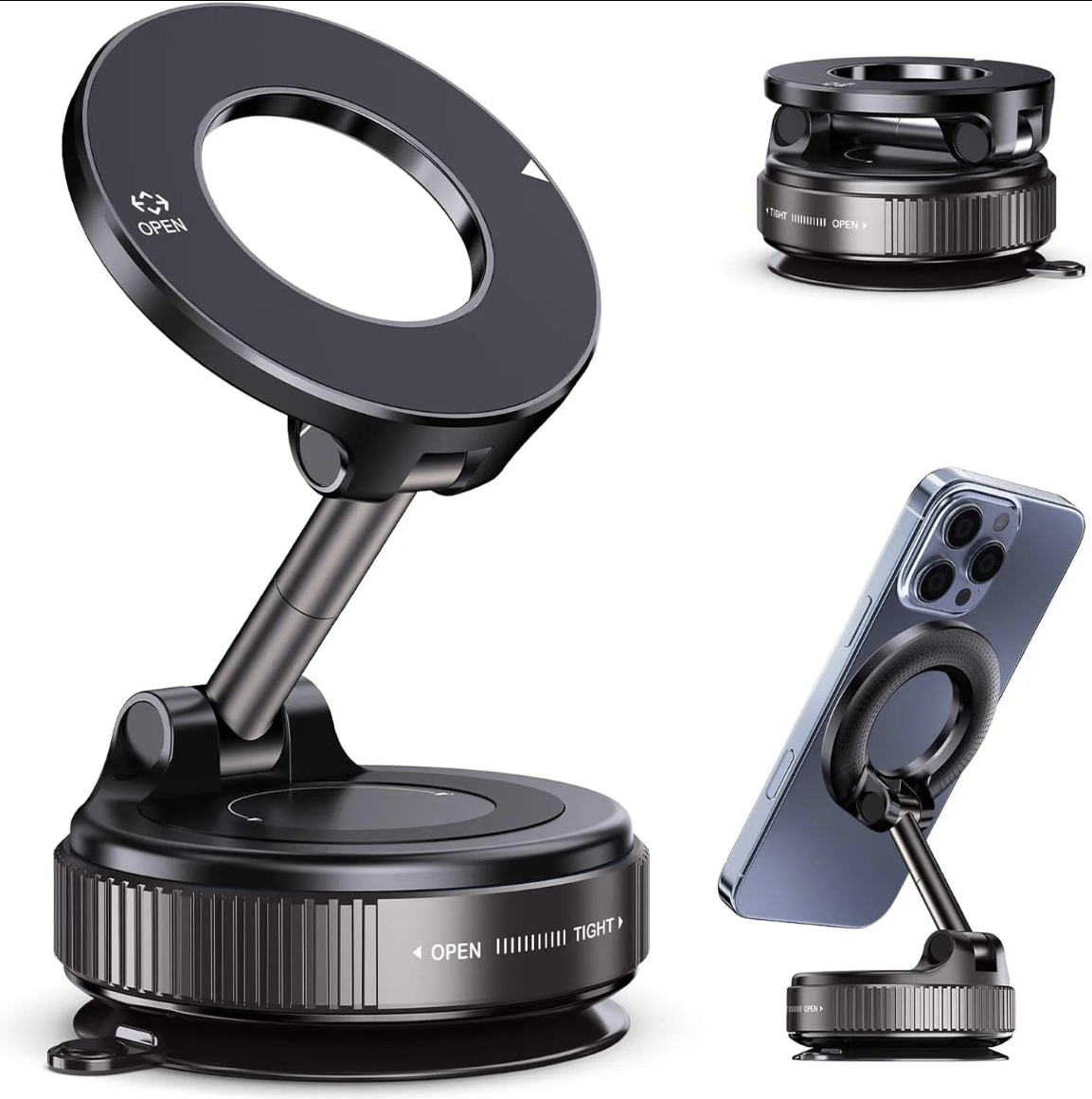 MagSafe car phone mount with 360° magnetic suction holder, compatible with smartphones, by Tech Viral To You Limited