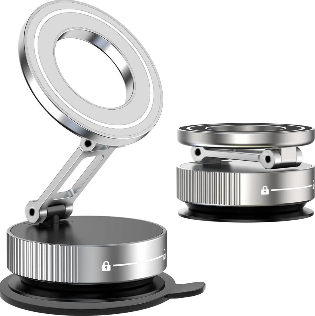 MagSafe car phone mount with 360° magnetic suction holder, compatible with smartphones for secure hands-free use.