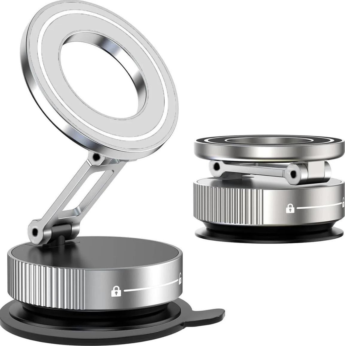 MagSafe car phone mount with 360° magnetic suction holder, compatible with smartphones for secure hands-free use.
