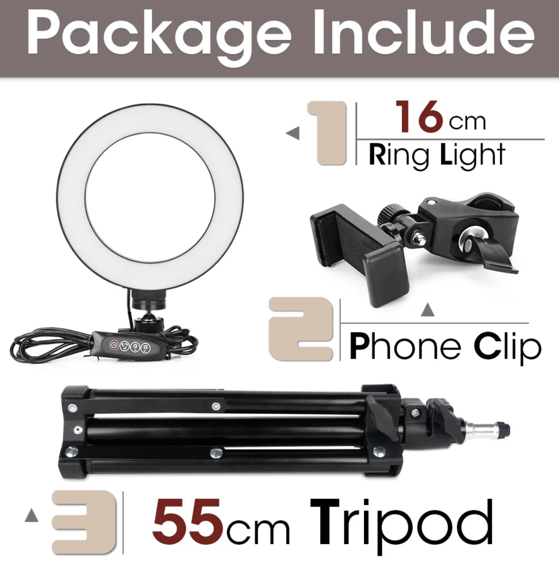 LED ring light with adjustable tripod for selfies and photography lighting, branded Tech Viral To You Limited.