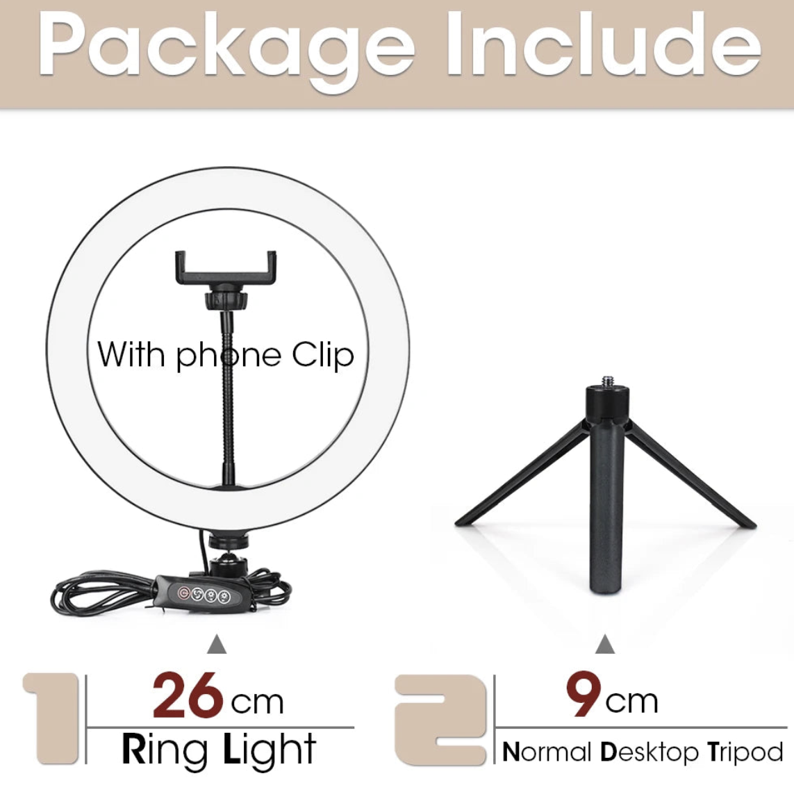 LED ring light with tripod stand from Tech Viral To You Limited, ideal for selfie and photography lighting setups.