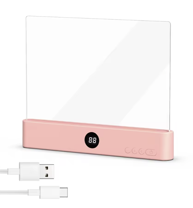 LED book light and night light 2-in-1, USB rechargeable, compact lighting device with adjustable brightness for reading and ambiance.