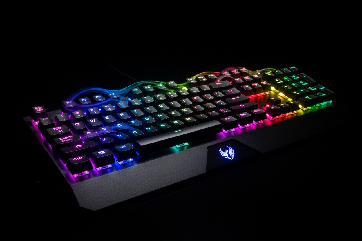 Ajazz AK820AK820Pro Gaming Keyboard with vibrant RGB lighting on a sleek design