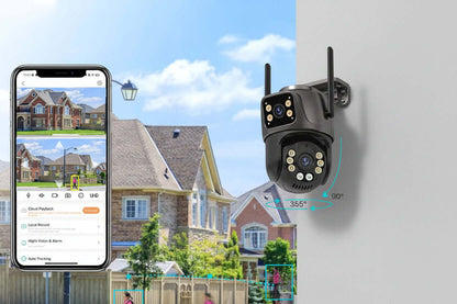 UDECER 4K 8MP outdoor WiFi PTZ security camera with dual lens, AI auto tracking, and night vision for enhanced surveillance.