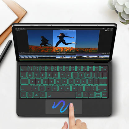 Floating magnetic keyboard for Samsung Tab S10+ S9+ S8 S7 by GOOJODOQ, showing sleek black design with magnetic attachment features.