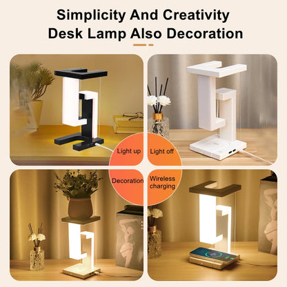 Levitating desk light with floating lamp and 10W wireless charger, modern OT Lifestyle Store lighting with sleek design.