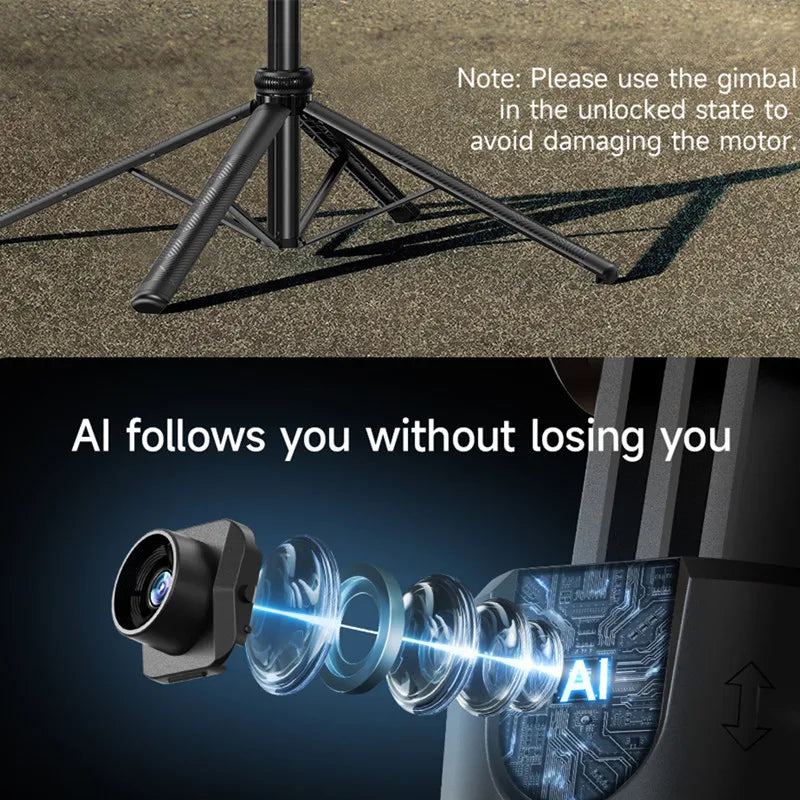 5-in-1 selfie tripod gimbal with 360° auto face tracking for smartphones, camera accessories for stable video and photo capture