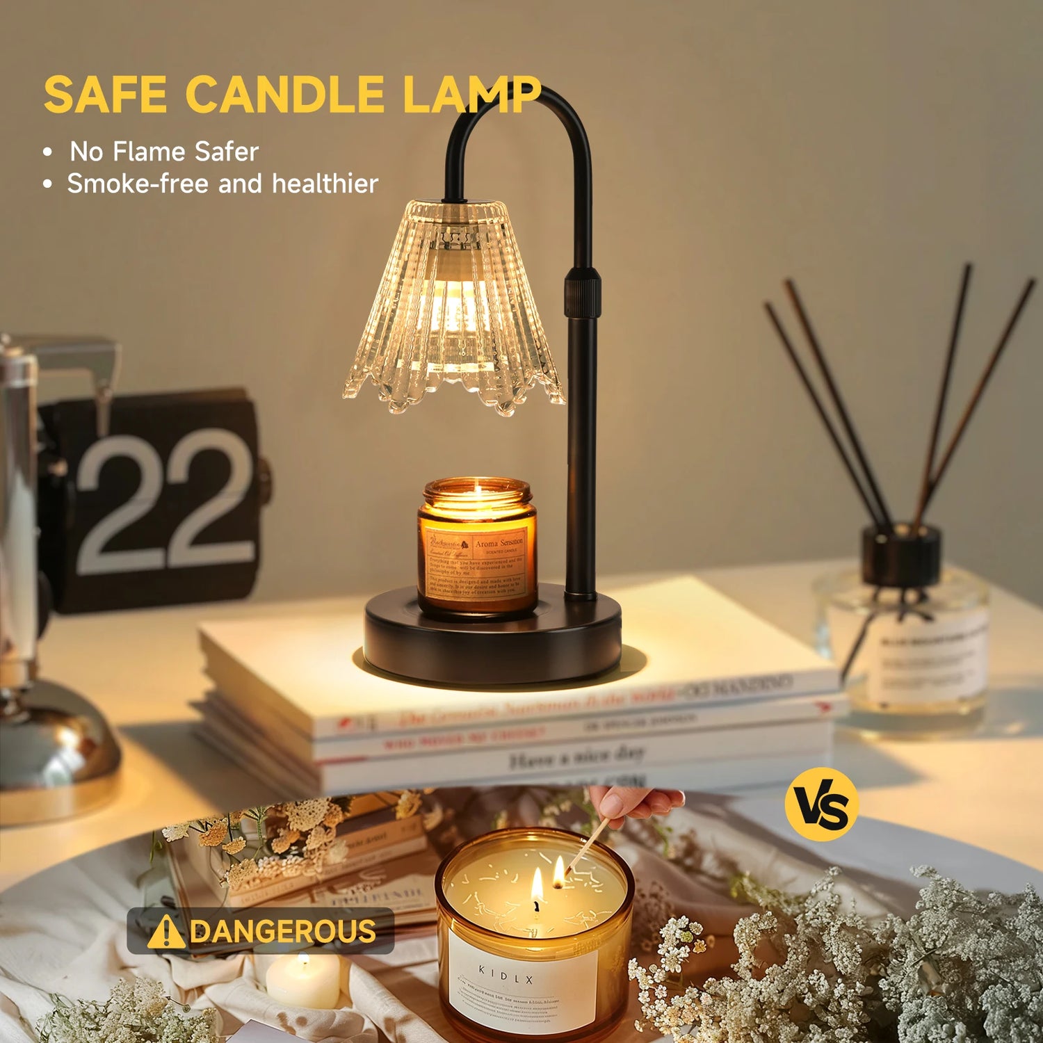 LightVibe Studio Retro Candle Wax Warmer with dimmer, aromatherapy lamp for warm ambient lighting and soothing scents