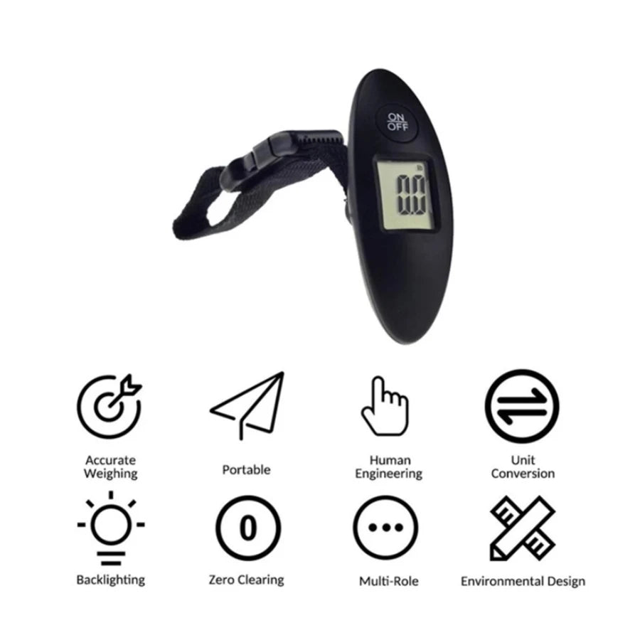 DIDA BEAR portable luggage scale showing weight reading on backlit display, used for travel to weigh luggage up to 88 pounds.