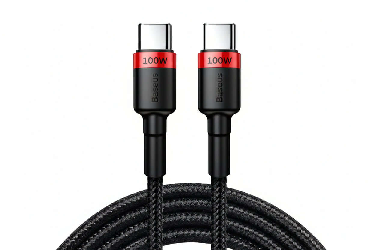 Baseus 100W USB-C fast charging cable with durable design for quick data transfer and charging.