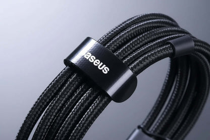 Baseus 100W USB-C fast charging cable in a sleek design, showcasing its durable braided material and branding.