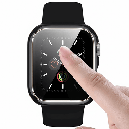 Apple Watch tempered glass screen protector with cover, designed for Apple Watch accessories, providing durable screen protection.