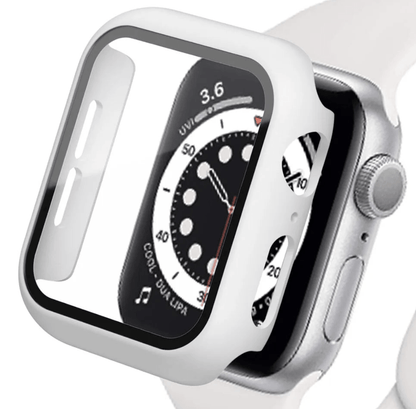 Apple Watch tempered glass screen protector with cover from Watch Bands Store, showing protective film and sleek design.