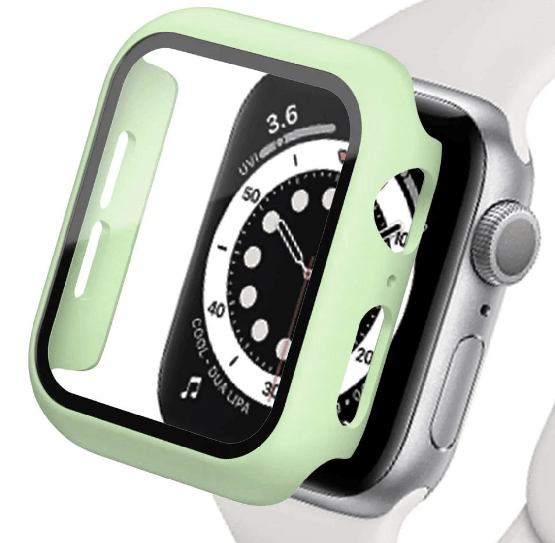 Apple Watch tempered glass screen protector with cover, designed for Watch Bands Store accessories, providing screen protection.