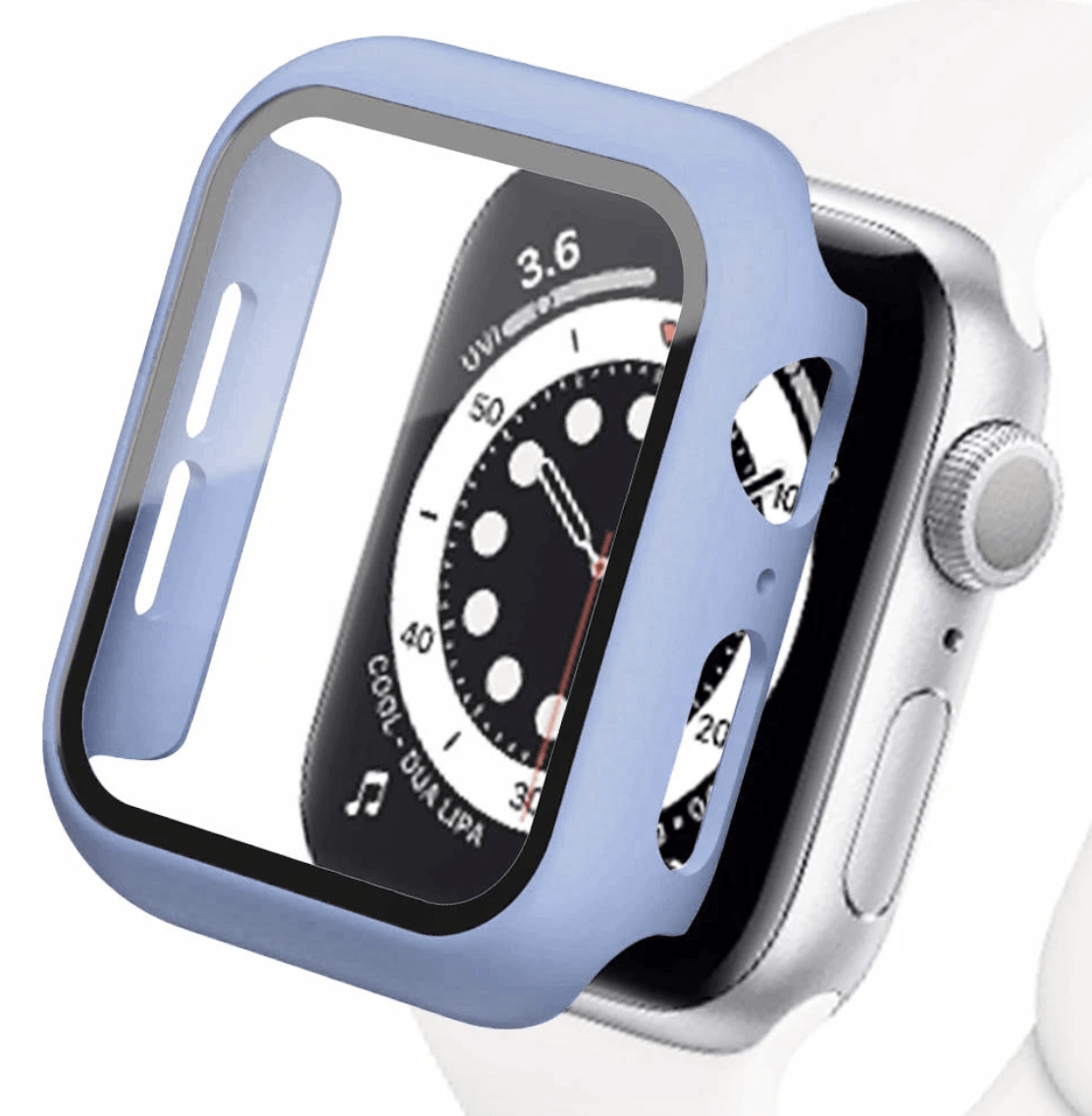 Apple Watch tempered glass screen protector with cover, designed for Apple Watch accessories, by Watch Bands Store.