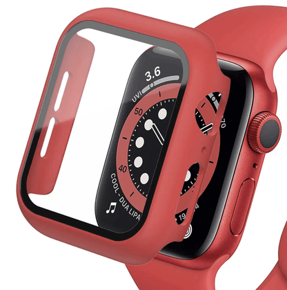 Tempered glass screen protector with cover for Apple Watch, compatible with Apple Watch accessories from Watch Bands Store.