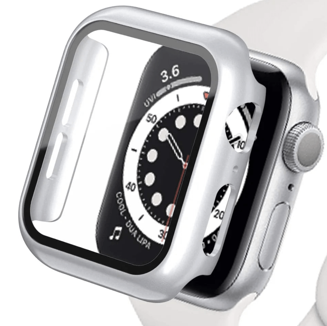 Tempered glass screen protector and cover for Apple Watch, designed to safeguard and enhance the accessory from Watch Bands Store.