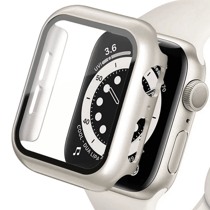 Clear tempered glass screen protector with cover for Apple Watch, designed to shield and enhance your Apple Watch accessories.