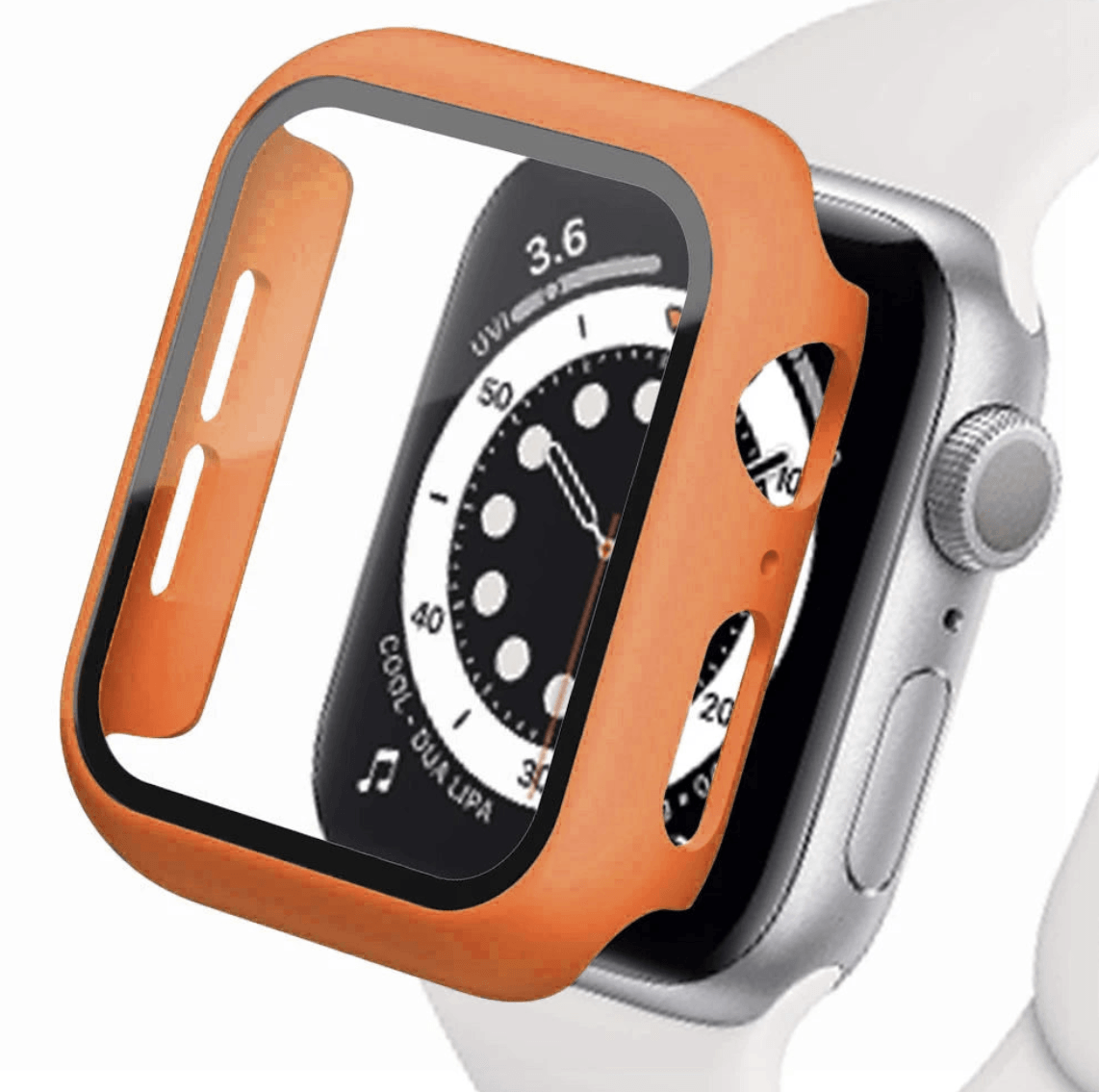 Apple Watch tempered glass screen protector with cover, designed to fit Apple Watch accessories, providing durable screen protection.