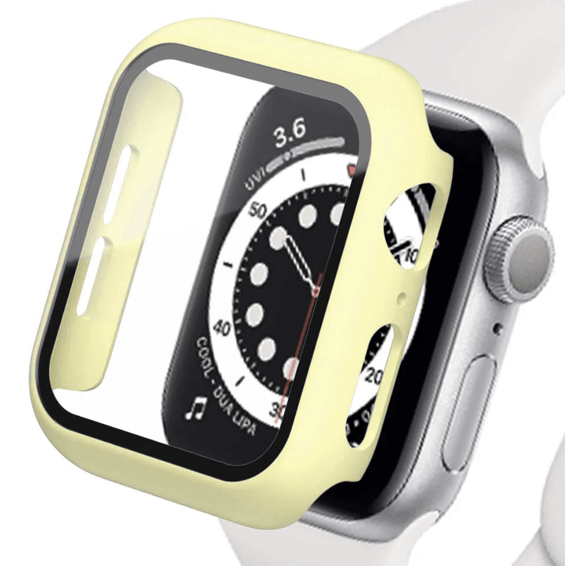 Tempered glass screen protector and cover for Apple Watch, compatible with various models, from Watch Bands Store.