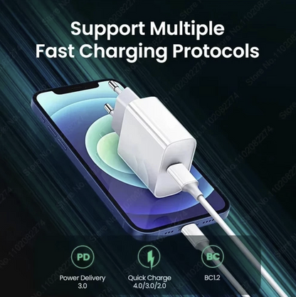 40W fast iPhone charger with USB-C cable by GRATUIT 3C Accessories Store, showing the charger and cable on a white background.