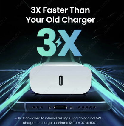 40W fast iPhone charger with USB-C cable from GRATUIT 3C Accessories Store, shown with charger and cable on a white background.