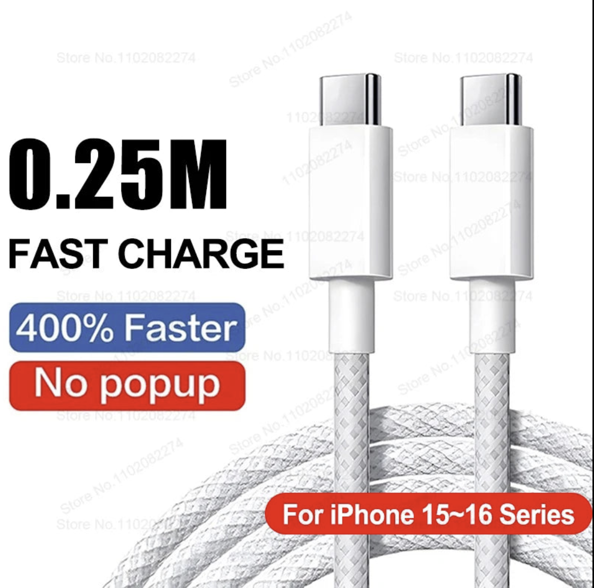 40W fast iPhone charger with USB-C cable from GRATUIT 3C Accessories Store, shown with charger and cable in a modern design.