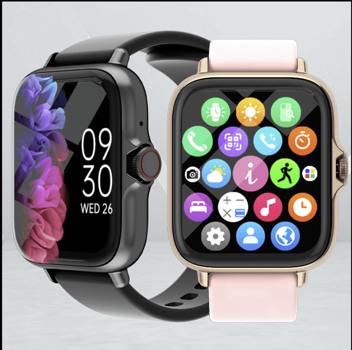 Waterproof DESERTCAT smart watch displaying message notifications and call answering features on a digital screen.