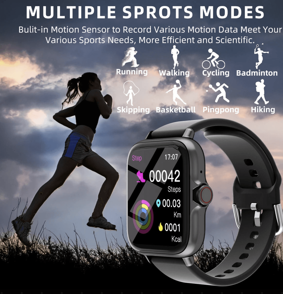 Waterproof DESERTCAT smart watch displaying message notifications and call answer features on its screen.