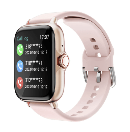 Smartwatch with a pink band on a white background