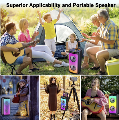 Wireless Karaoke Machine speaker with two microphones and colorful party LED lights by Tech Viral To You Limited