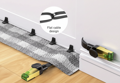 Cat8 Ethernet cable by Tech Viral To You Limited with sturdy connectors and black sleeving, designed for high-speed gaming and streaming.