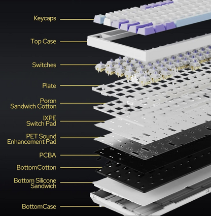 Wireless Ajazz AK820 gaming mechanical keyboard with RGB backlit keys, sleek design, and compact layout for gaming and typing.