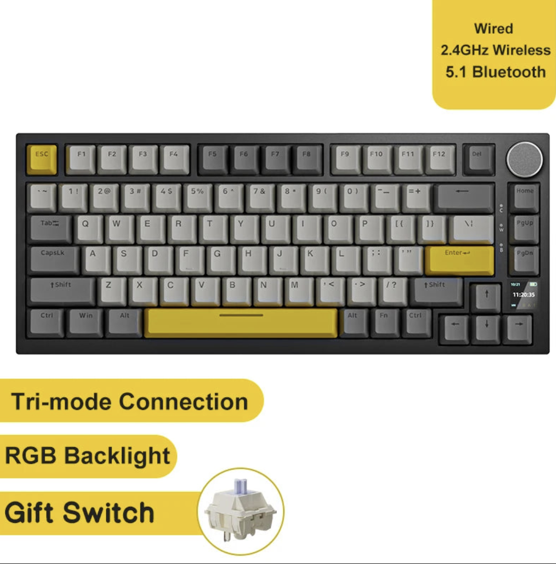Ajazz AK820 wireless gaming mechanical keyboard with RGB backlit keys and compact design by Tech Viral To You Limited.