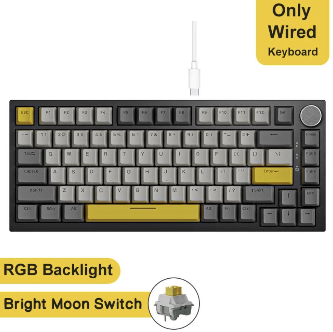 Wireless Ajazz AK820 gaming mechanical keyboard with RGB backlit keys and sleek design, ideal for gaming and typing.