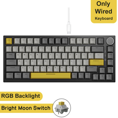 Wireless Ajazz AK820 gaming mechanical keyboard with RGB backlit keys and sleek design, ideal for gaming and typing.