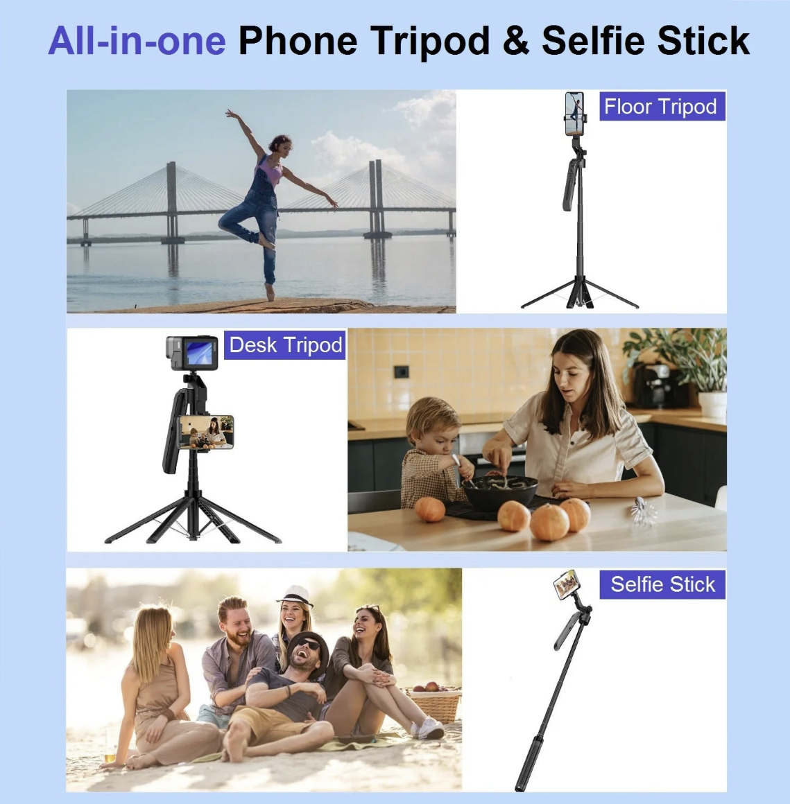 Tech Viral To You Limited 71-inch auto face tracking tripod with smartphone holder, adjustable height and stable tripod base.