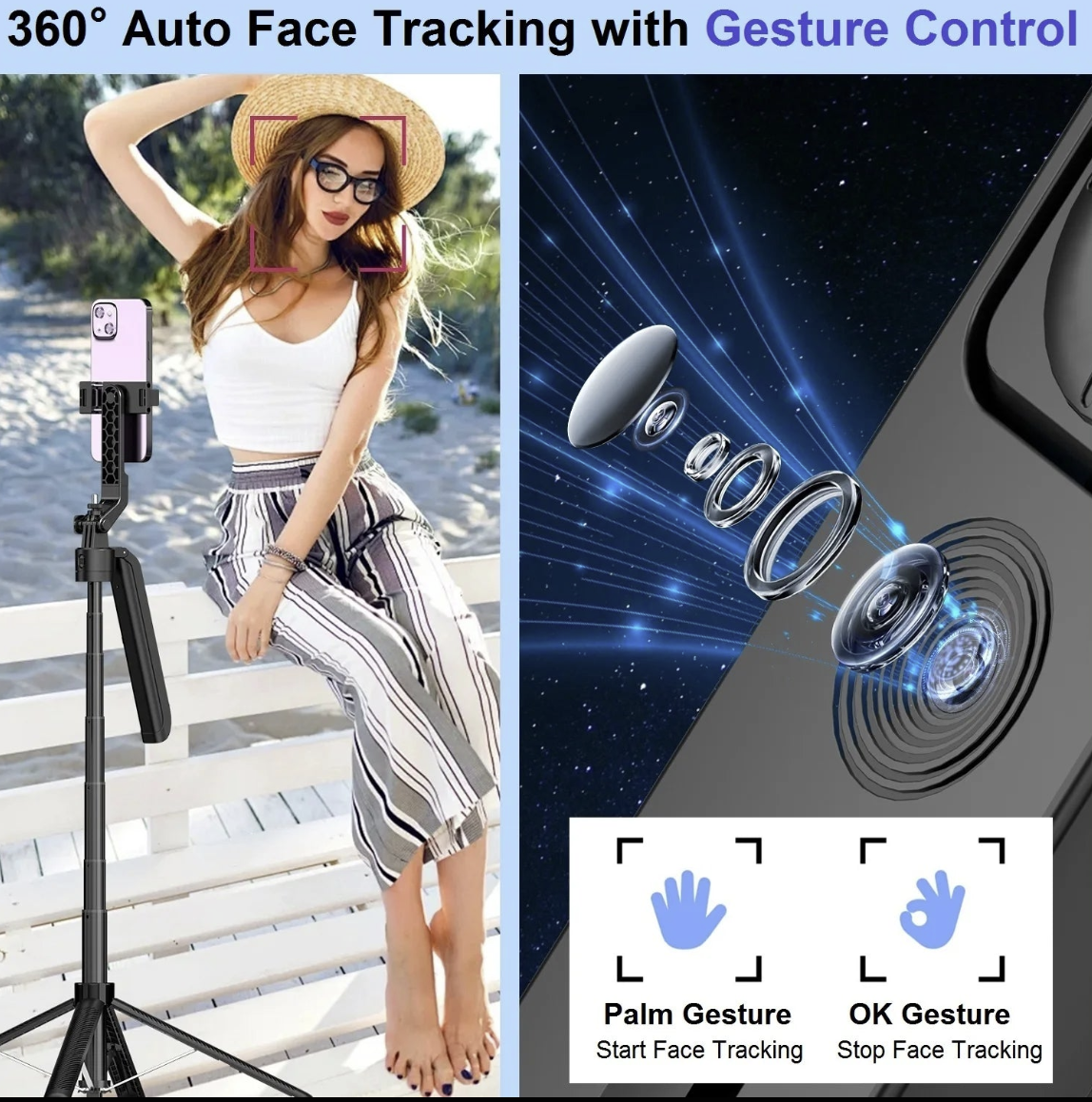 Tech Viral To You Limited 71-inch auto face tracking tripod with smartphone holder for stable video recording and streaming.