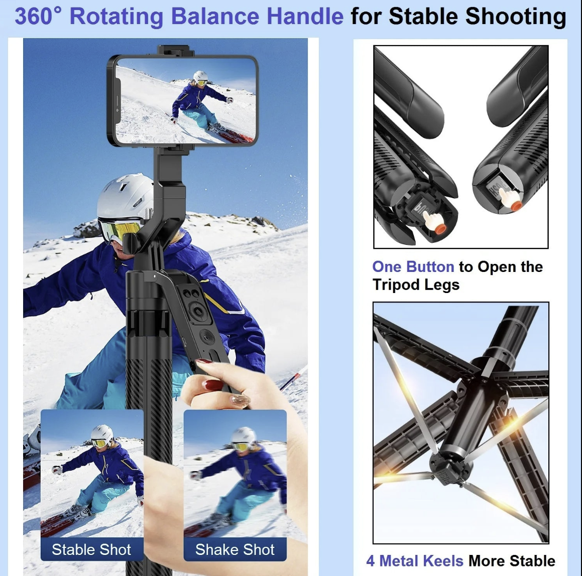 71-inch auto face-tracking tripod with smartphone holder by Tech Viral To You Limited, adjustable height and smart phone compatibility.