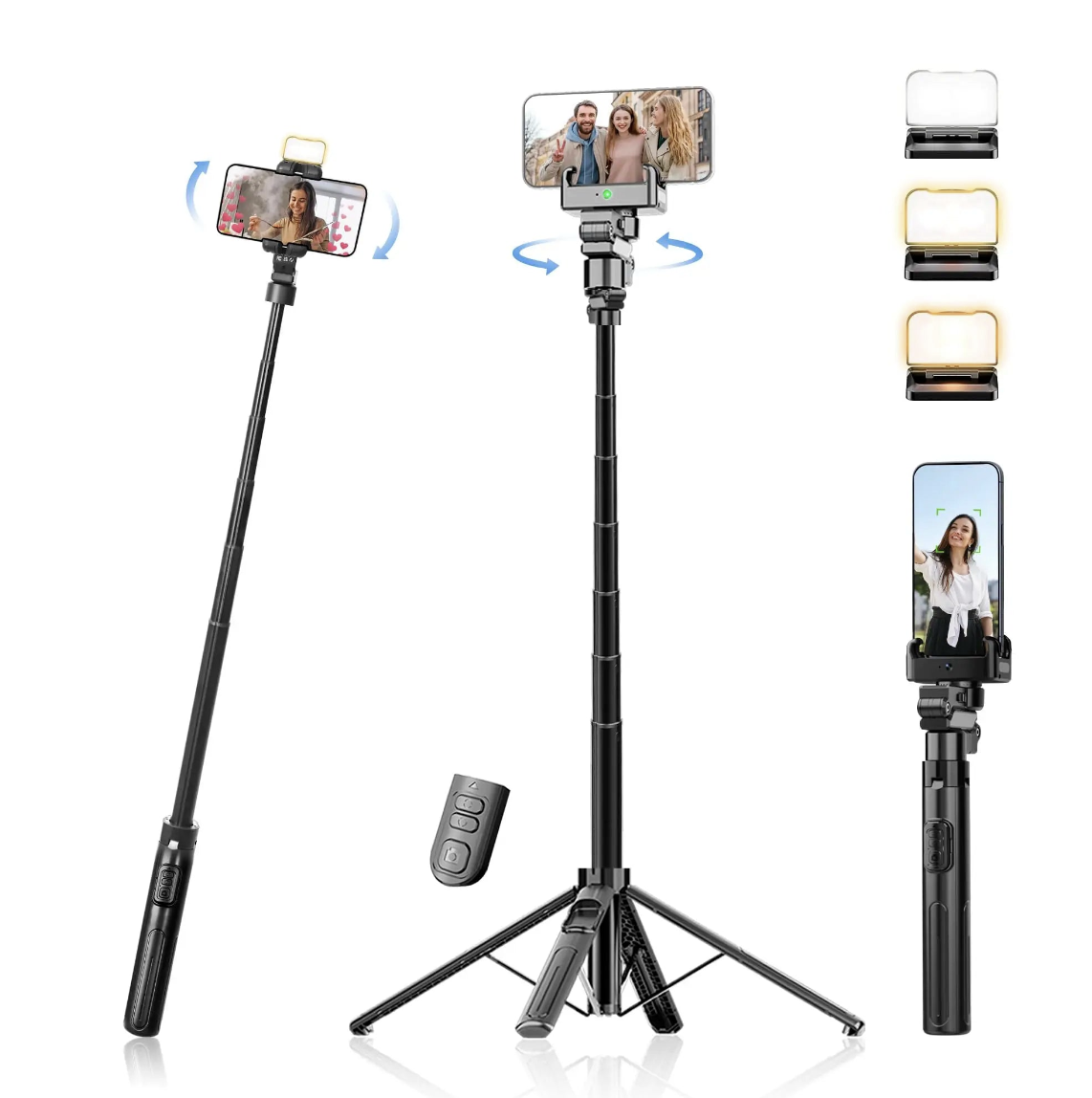 AI face tracking selfie stick with 360° gimbal for stable selfies and videos, featuring a sleek design by Tech Viral To You Limited.