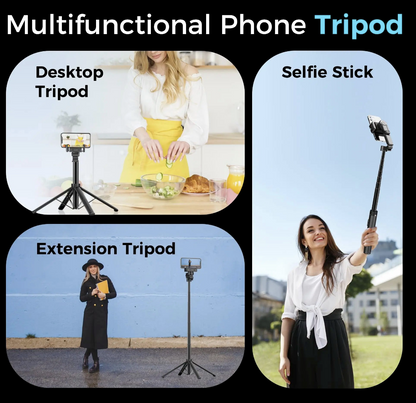 AI face tracking selfie stick with 360° gimbal by Tech Viral To You Limited, showing adjustable tripod and sleek design.