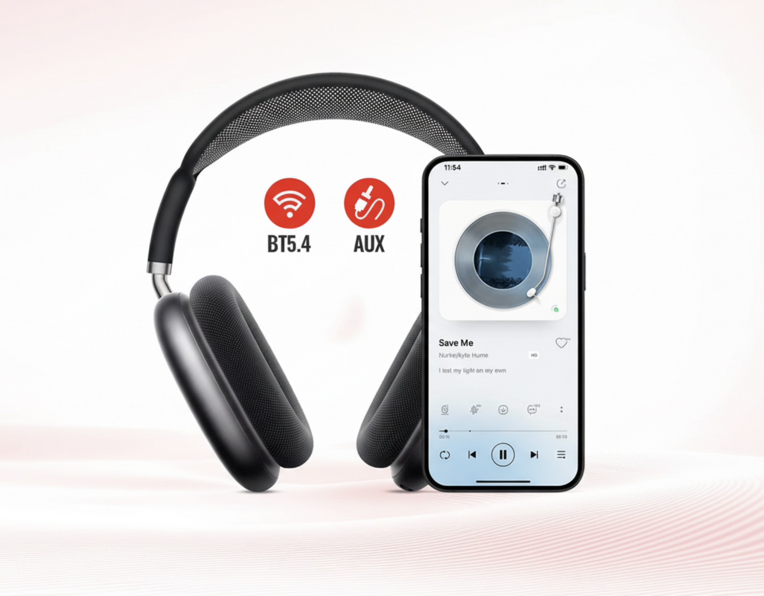 HOCO W65 ANC over-ear wireless headphones with Hi-Fi sound, featuring sleek black design and cushioned ear cups.