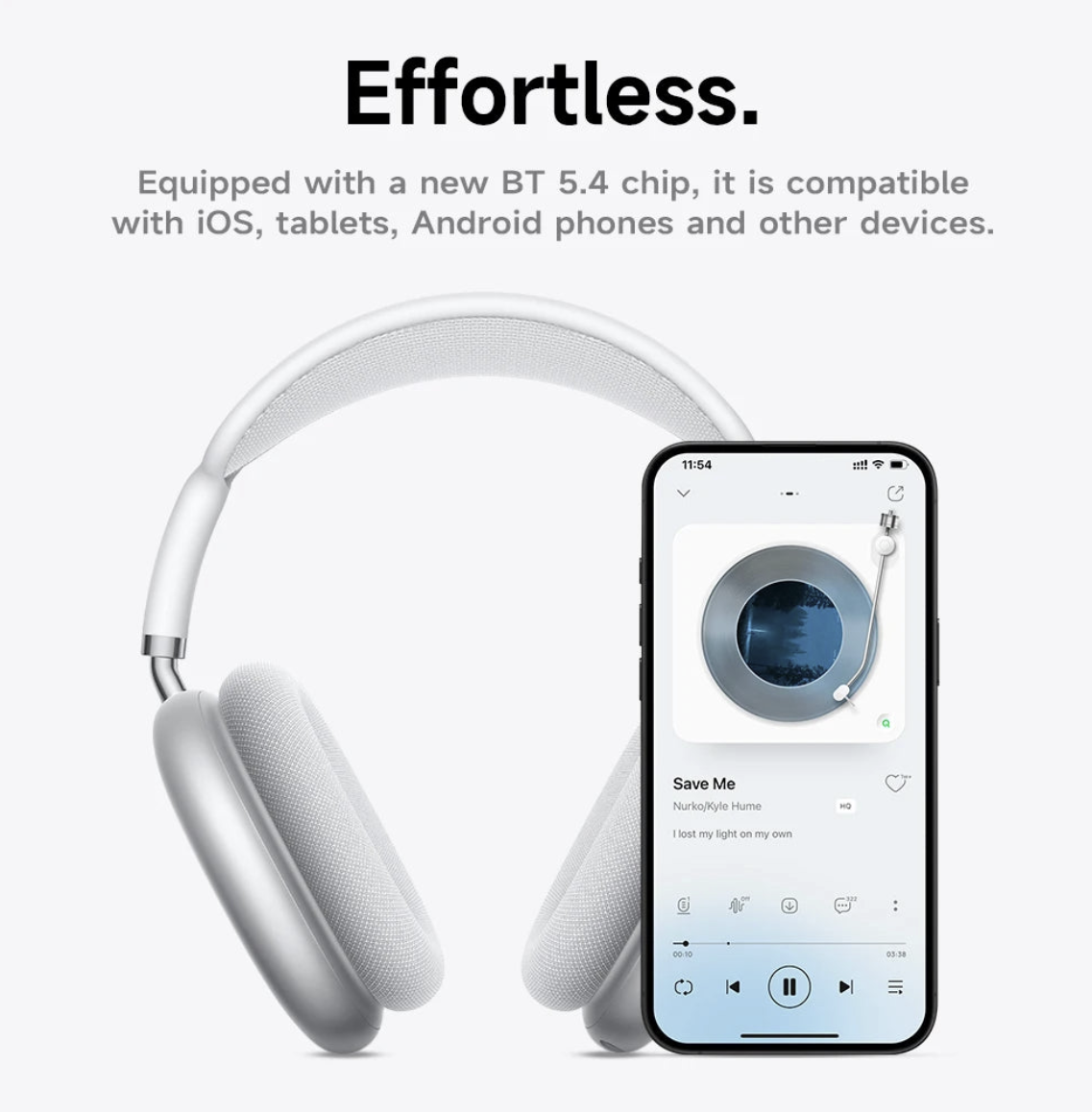 Over-ear HOCO W65 ANC wireless headphones by Tech Viral To You Limited with Hi-Fi sound, shown in a sleek black design.