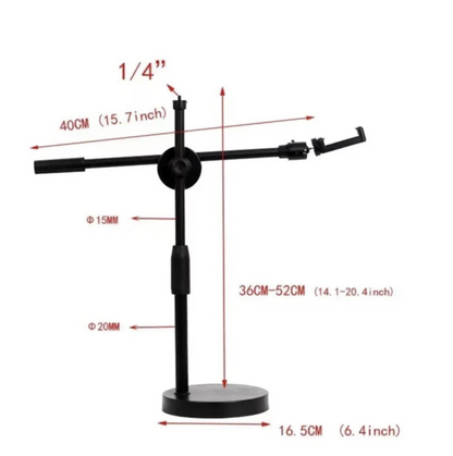 Tech Viral To You Limited 360° overhead phone stand with ring light for desktop live and flat-lay photography setup.